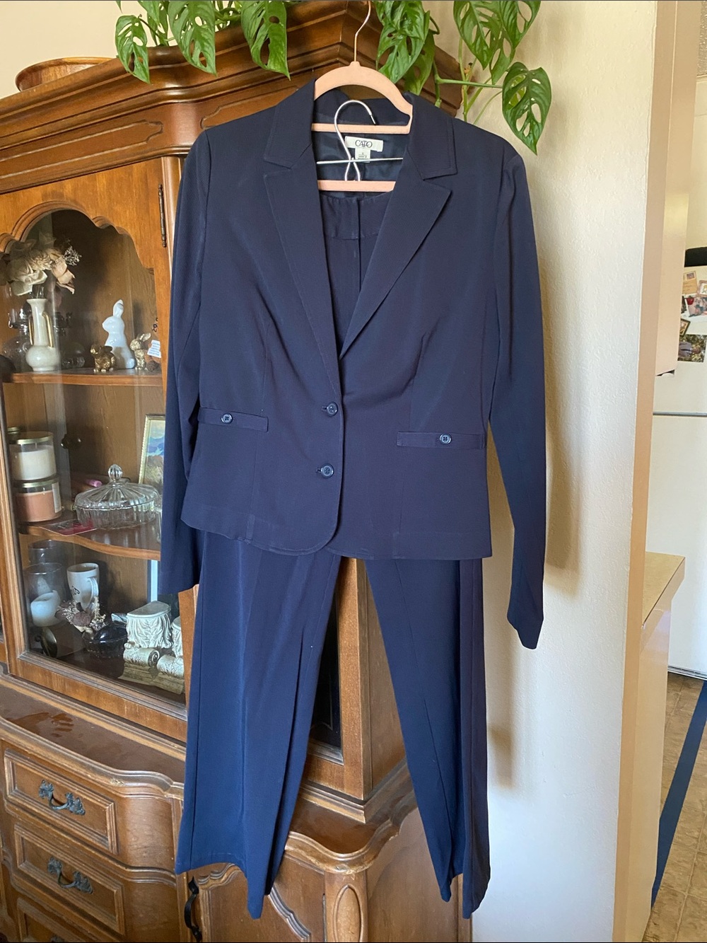 Cato Navy Women's Two-Piece Pantsuit Blazer & Trousers
